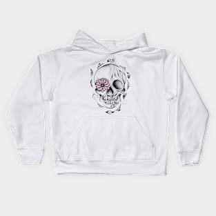 Poetic Wooden Skull Pink Version Kids Hoodie